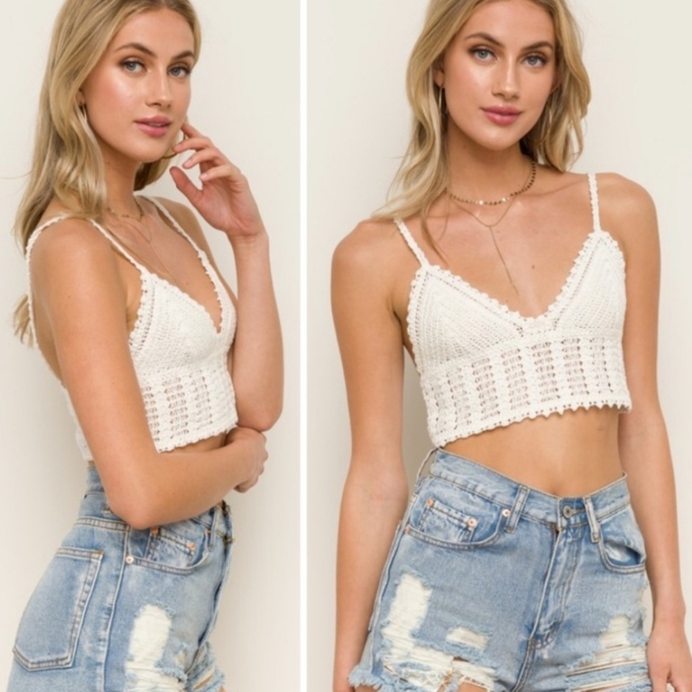 White crochet crop top